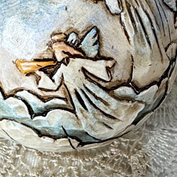 Vintage decoupage Angels Christmas tree ball ornament - Picture 4 of 8